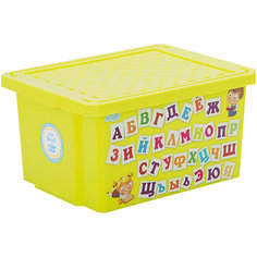 Ящик для хранения игрушек "X-BOX" "Обучайка" Азбука 17л, Little Angel, салатовый