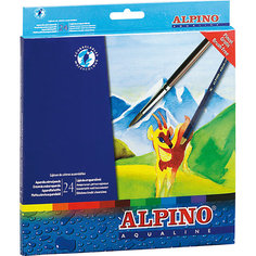 Цветные шестигранные акварельные карандаши AQUALINE, 24 цв. + кисточка Alpino