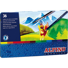 Цветные шестигранные акварельные карандаши AQUALINE, 36 цв. Alpino