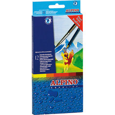 Цветные шестигранные акварельные карандаши AQUALINE, 12 цв. + кисточка Alpino
