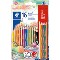 Набор цветных карандашей Noris Club трехгранные, 12 цветов, 16 шт. Staedtler