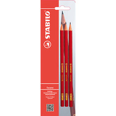 Карандаши чернографитные 3шт HB Stabilo