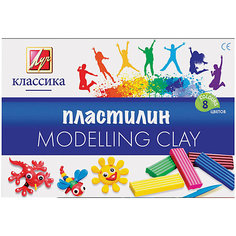 Пластилин КЛАССИКА 8 цветов 160 гр. со стеком Луч