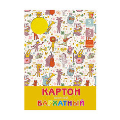 Бархатный цветной картон "Звери-музыканты", 5л. 5цв. Канц Эксмо