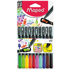 Набор капиллярных ручек GRAPH PEPS MANIA, 10 цветов, 0,4 мм, с трафаретами, Maped