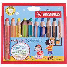 Набор цветных карандашей Stabilo woody 10цв, картон