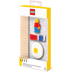 Набор канцелярский с минифигурой: 4 карандаша, 1 насадка, 1 точилка, 1 ластик. Lego