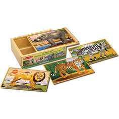 Деревянные пазлы "Дикие животные", 4х12, Melissa &amp; Doug