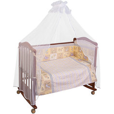 Комплект в кроватку 7 предметов Сонный гномик, Считалочка, бежевый