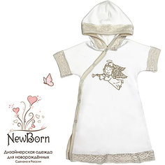 Крестильное платье с капюшоном,тесьма, р-р 68, NewBorn, белый