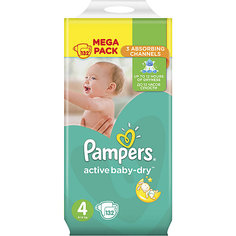 Подгузники Pampers Active Baby-Dry, 8-14 кг, 4 размер, 132 шт., Pampers