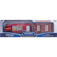 Машинка "Scania" пожарная с гаражом 1:48, Autotime