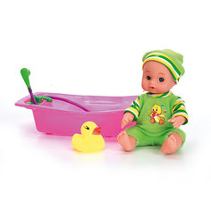Пупс 15 см, 3 функции, в ванночке, с аксессуарами, Карапуз