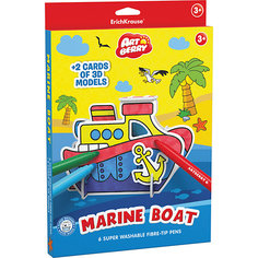 Erich Krause Игровой 3D пазл для раскрашивания Artberry Marine Boat (6 фломастеров+2 карты с фигурами для сборки)