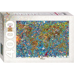 Пазл, 4000 деталей, "Карта мира", Step Puzzle