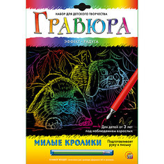 Гравюра А4 в конверте "Милые кролики" Рыжий кот