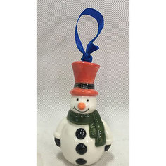 Новогоднее подвесное елочное украшение Снеговик из керамики Magic Time