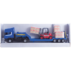 Машинка "Scania" с погрузчиком на платформе 1:48, Autotime