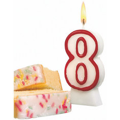 Свеча-цифра 8, асс цв., 8.5см, парафин, блистер Susy Card