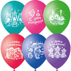 Воздушные шары Latex Occidental "С днём рождения. Зверушки-игрушки" 50 шт., пастель + декоратор
