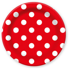 Тарелки Патибум "Горошек. Красный" 23 см бумажные ламинированные, 6 шт.