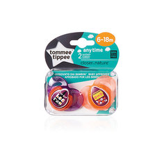 Силиконовые пустышки Tommee Tippee "AnyTime" 6-18 мес., 2 шт., оранжевые