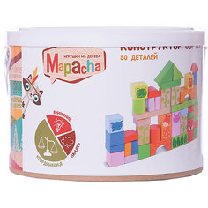 Деревянный конструктор Mapacha, 50 деталей (в ведре)