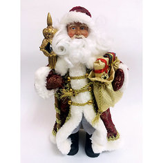 Новогодняя фигурка Дед Мороз в бордовом костюме из пластика и ткани Magic Time