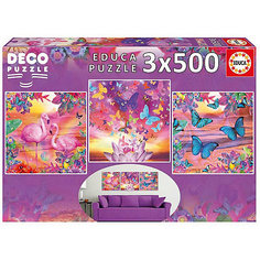 Пазл Educa "Тропические виды", 3шт. по 500  деталей