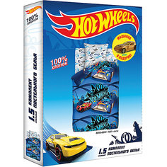 Детское постельное белье 1,5 сп. Hot Wheels (70х70см) Найт Сити+машинка в подарок