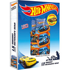 Детское постельное белье 1,5 сп. Hot Wheels (70х70см) Крутой трек+машинка в подарок