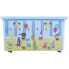 Ящик для хранения игрушек Little Angel "Свинка Пеппа", 57 л., на колесах (голубой)