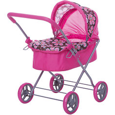 Коляска для кукол Buggy Boom , розовый с цветочками на тёмном фоне