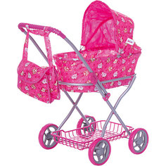 Коляска для кукол Buggy Boom , розовый с мишками