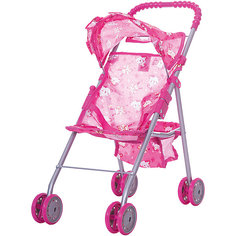 Коляска для кукол с козырьком Buggy Boom , розовый с мишками