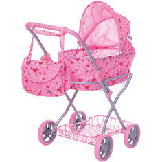 Коляска для кукол Buggy Boom , светло-розовый с сердечками