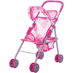 Коляска для кукол с козырьком Buggy Boom , розовый с цветами