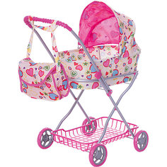 Коляска для кукол Buggy Boom , бежево-розовый с сердечками