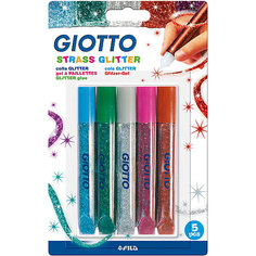 Глиттер для декорирования, цветные стразы, 5 цветов по 5,5 мл Giotto