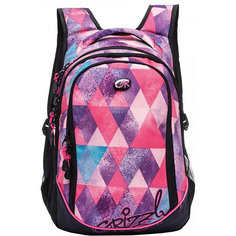 Рюкзак школьный Grizzly, фиолетовые ромбы