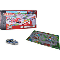 Игровой коврик Creatix, SOS серии, нескользящий + 1 машинка Majorette
