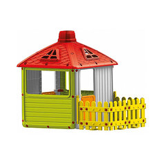 Игровой домик для улицы DOLU "Городской дом с ограждением"