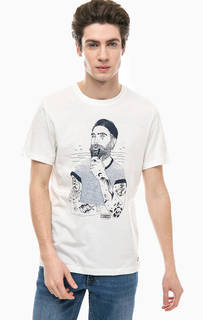 Белая хлопковая футболка с принтом Mustang