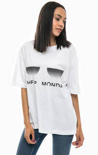 Белая хлопковая футболка оверсайз Cheap Monday