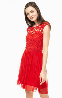 Красное платье с расклешенной юбкой Only