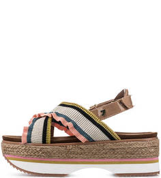 Разноцветные текстильные босоножки Gioseppo