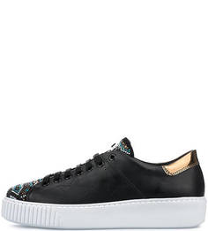 Кожаные кеды с отделкой стразами Tosca BLU