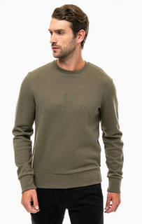 Свитшот цвета хаки с вышивкой Fred Perry