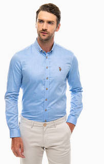 Синяя рубашка из хлопка U.S. Polo Assn.