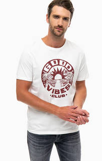 Белая хлопковая футболка с принтом Jack & Jones